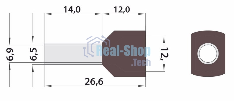 Наконечник штыревой втулочный изолированный Rexant F-14 мм 2х10 мм² (НШВи(2) 10-14/Ги2 10-14) красный