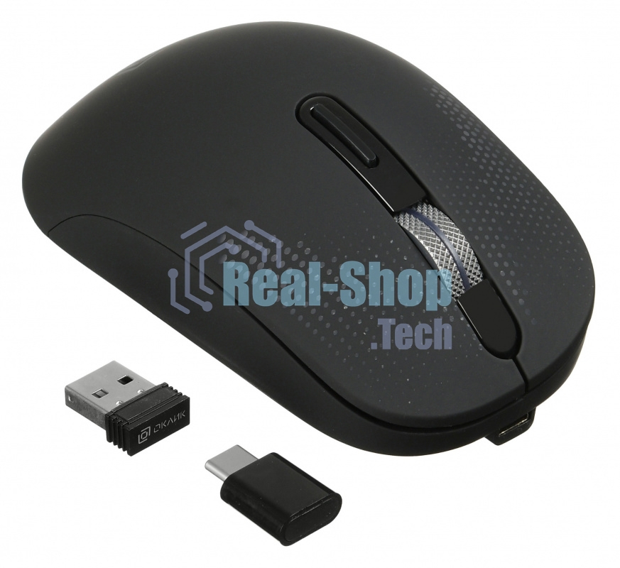 Мышь беспроводная Oklick 636LWC черный, 2400 dpi, радиоканал, USB/USB-C, кнопки - 6
