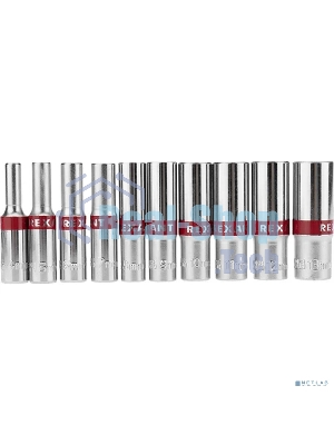 Набор удлиненных торцевых головок Rexant 1/4, шестигранные, CrV, 10 шт., 4-13 мм