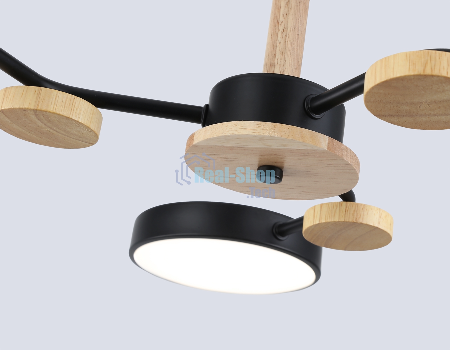 Светильник Ambrella light FL4857/3 BK/WD черный/дерево 54W 3000-6000K D660*170 (без ПДУ)