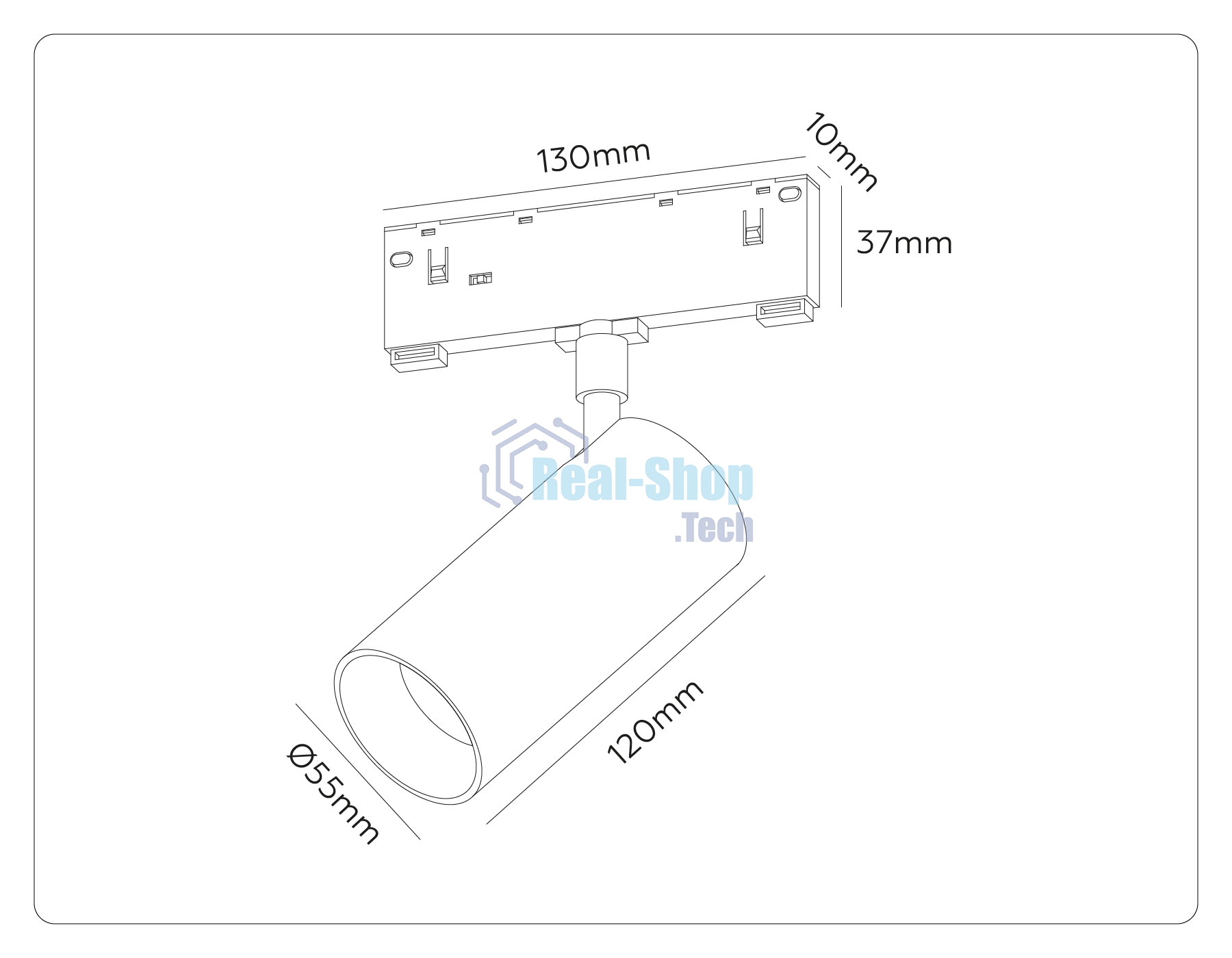 Трековый светильник GL2310 BK черный IP20 18W 3CCT 3000/4200/6400K 48V D55*120