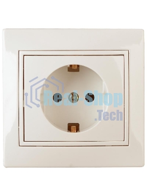 Розетка Intro Plano 1-202-02 с заземлением 2P+E Schuko, 16А-250В, IP20, СУ, слоновая кость