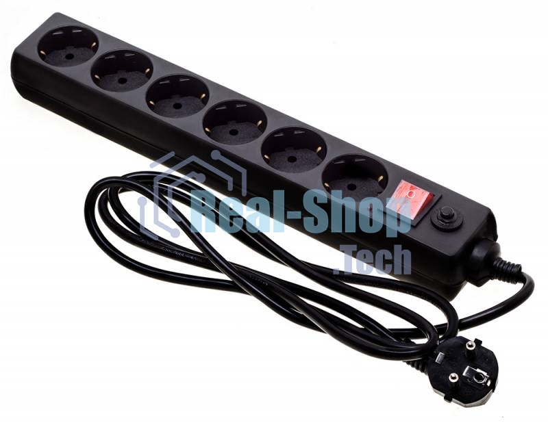 Сетевой фильтр Buro 600SH-16-1.8-B 1.8 м (6 розеток) черный (коробка)