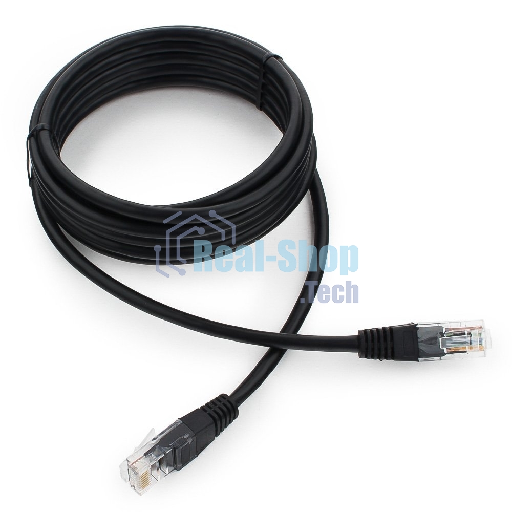 Патч-корд UTP Cablexpert PP12-3M/BK 5e, 3м, литой, многожильный, черный