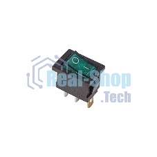 Выключатель клавишный Rexant 250V 6А (3с) ON-OFF зеленый с подсветкой Mini