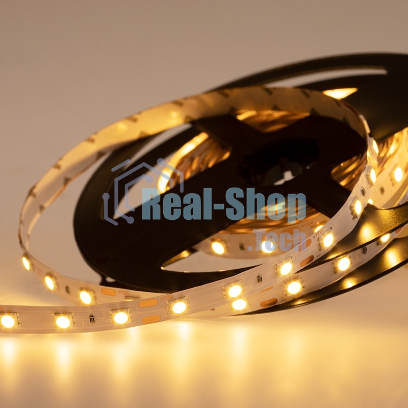 Лента светодиодная открытая, 10 мм, IP23, SMD 5050, 60 LED/m, 12 V, цвет свечения теплый белый