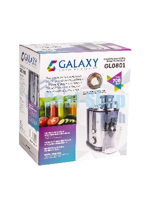 Соковыжималка Galaxy GL 0801 серебристый/чёрный, центробежная, 700 Вт, 500 мл, механическое