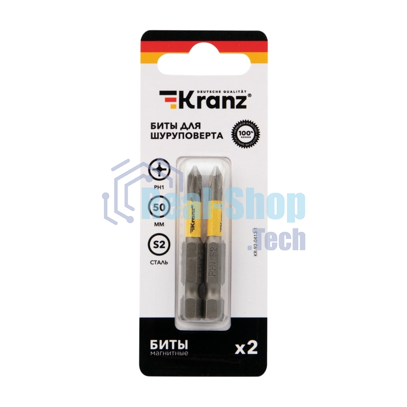 Бита для шуруповерта Kranz PH1х50 мм (2 шт./уп.)