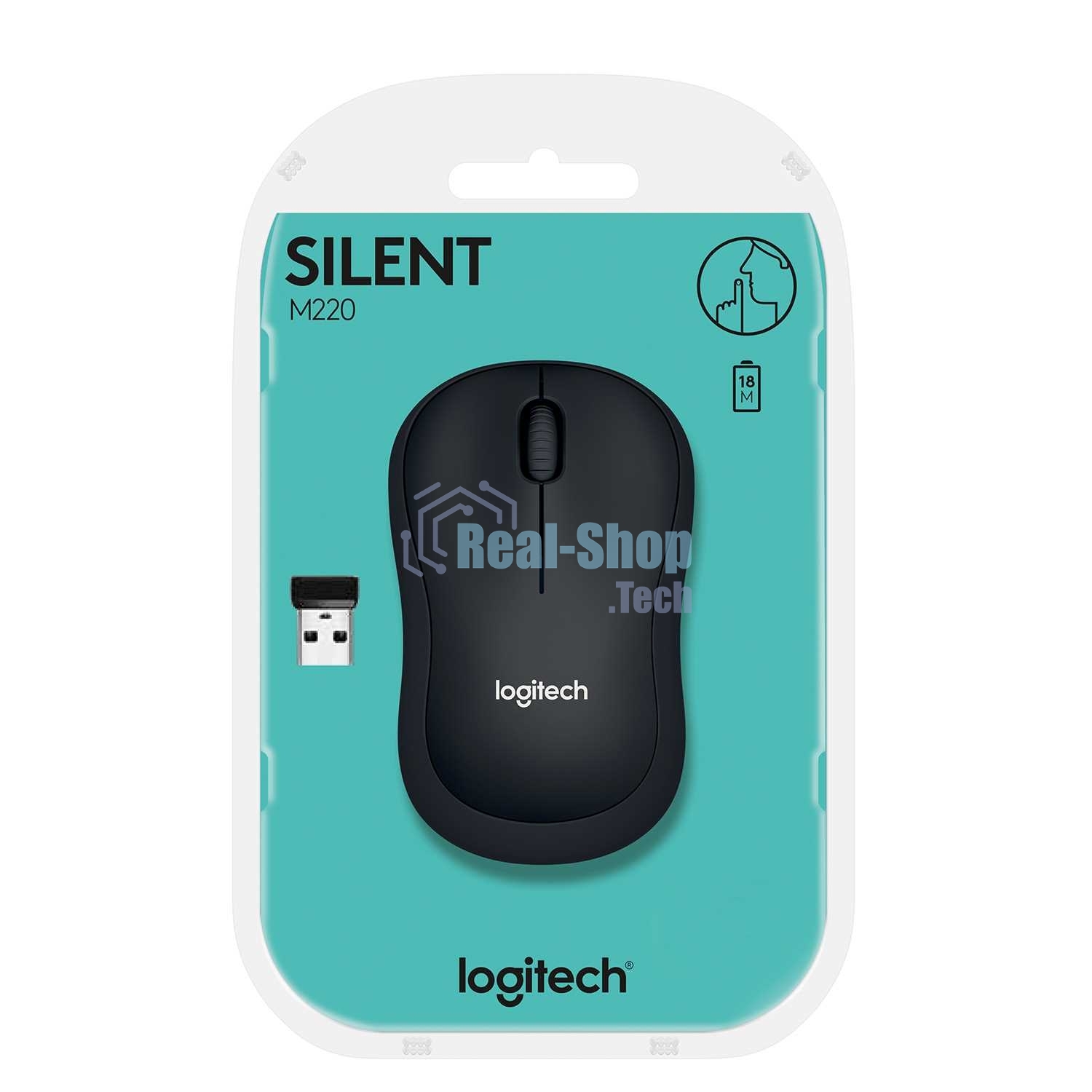 Мышь беспроводная Logitech M220 SILENT черный/серый, 1000 dpi, радиоканал, USB, кнопки - 3