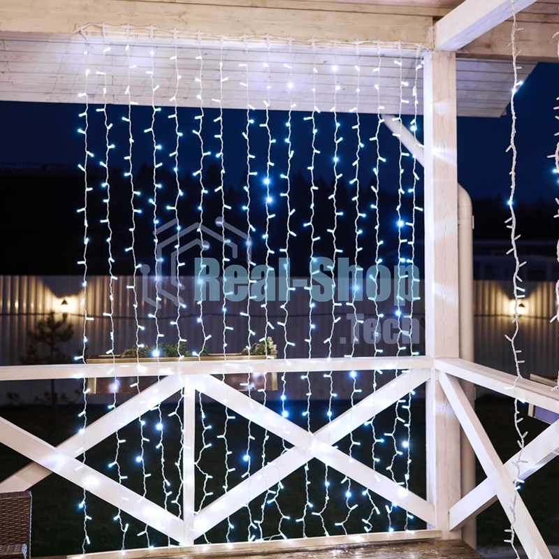 Гирлянда Светодиодный Дождь 2х3 м, эффект мерцания, прозрачный провод, 230 В, диоды белые