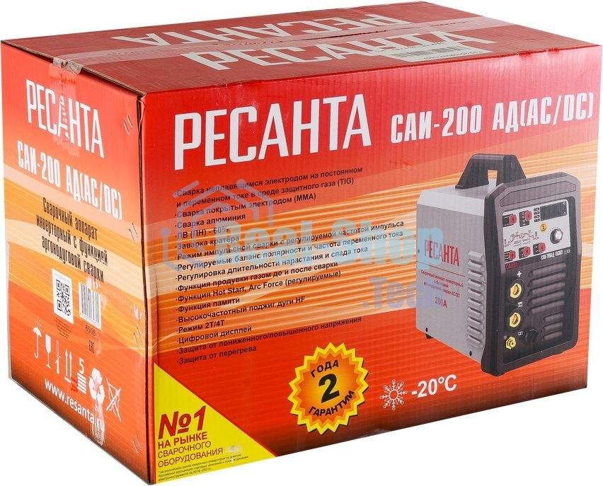Сварочный аппарат Ресанта САИ-200АД (АС/DC) инвертор ММА DC/TIG