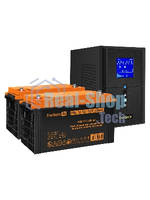 Комплект Источник бесперебойного питания EX295987RUS + батарея 120Aч EX285657RUS 2шт (инвертор, синус, для котла) ExeGate SineTower SZ-1000.LCD.AVR.2SH.1C13.USB <1000VA/800W, чистый синусоида, LCD дисплей, AVR, 2*Schuko+1*C13, USB, линейно-интерактивный, черный> + батарея ExeGate HRL 12-120 (12В, 120А·ч) 2шт
