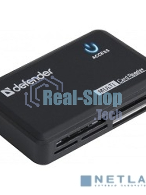 Кард-ридер Defender Optimus/черный/CF/MMC/MS/MS Duo/MS Micro M2/MS Pro/MS Pro Duo/RS-MMC/SD/SDHC/micro-SD/mini-SD/miсro-SDHC/USB 2.0 A(M)/черный