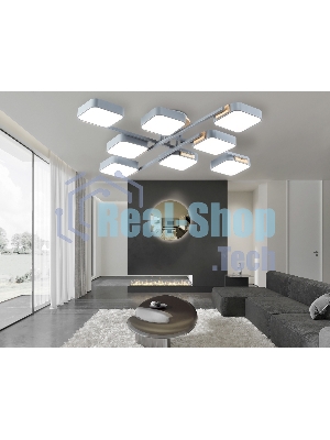 Светильник Ambrella light FL4889/8 GR/WD серый/дерево 144W 3000-6000K 960*960*160 (без ПДУ)