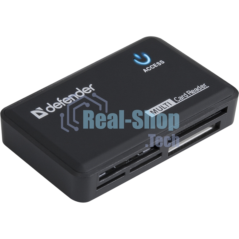 Кард-ридер Defender Optimus/черный/CF/MMC/MS/MS Duo/MS Micro M2/MS Pro/MS Pro Duo/RS-MMC/SD/SDHC/micro-SD/mini-SD/miсro-SDHC/USB 2.0 A(M)/черный