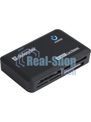 Кард-ридер Defender Optimus/черный/CF/MMC/MS/MS Duo/MS Micro M2/MS Pro/MS Pro Duo/RS-MMC/SD/SDHC/micro-SD/mini-SD/miсro-SDHC/USB 2.0 A(M)/черный