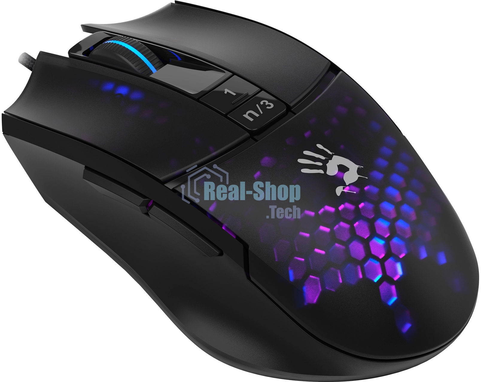 Мышь проводная A4Tech Bloody L65 Max черный/фиолетовый, 12000 dpi, USB, кнопки - 7
