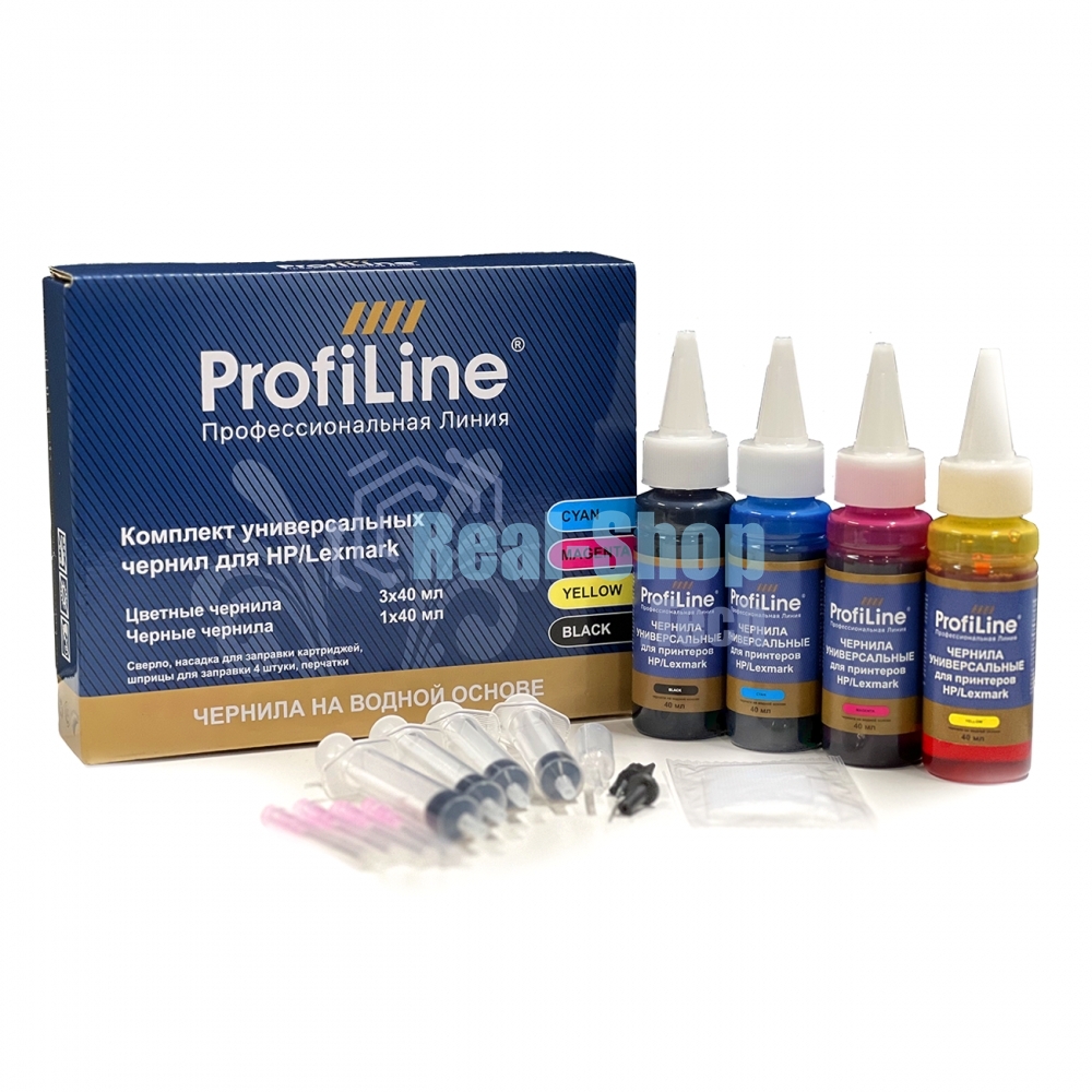 Комплект ун-ных чернил для принтеров HP/Lexmark, Black/Cyan/Magenta/Yellow 4x40 мл водн ProfiLine