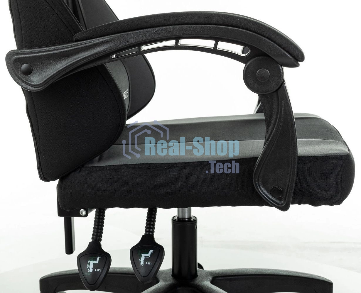 Кресло Zombie Rudger черный/серый, экокожа, 120 кг, механизм качания