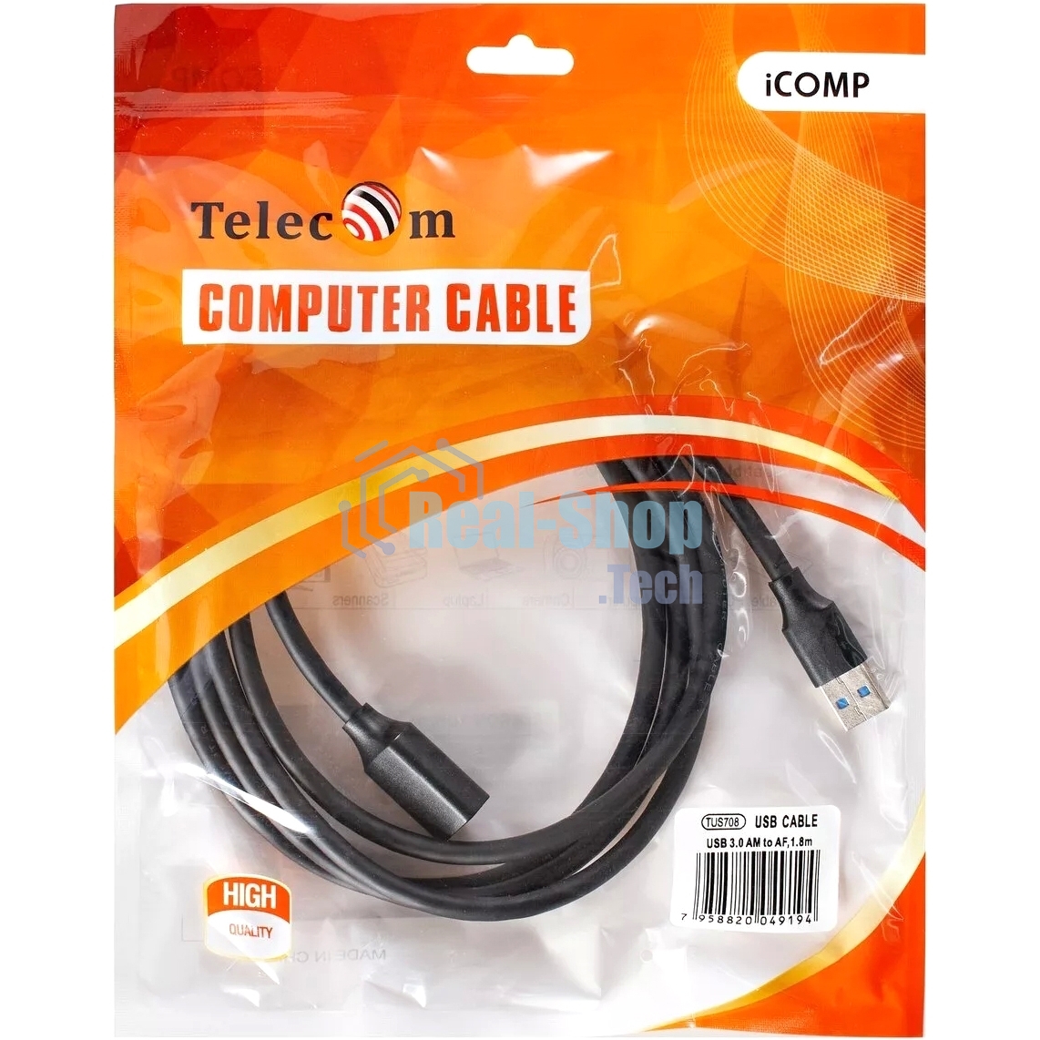 Кабель удлинительный USB3.0 Am-Af 1.8m Telecom черный (TUS708-1.8M)