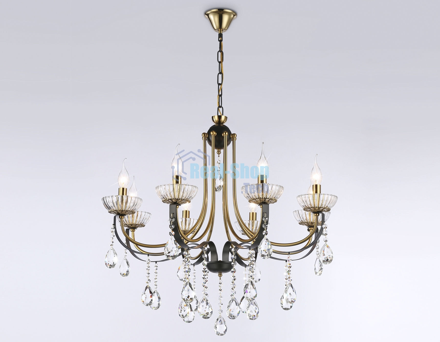 Светильник Ambrella light TR4953/8 BK/GD/CL черный/золото/прозрачный E14*8 max 40W D740*735