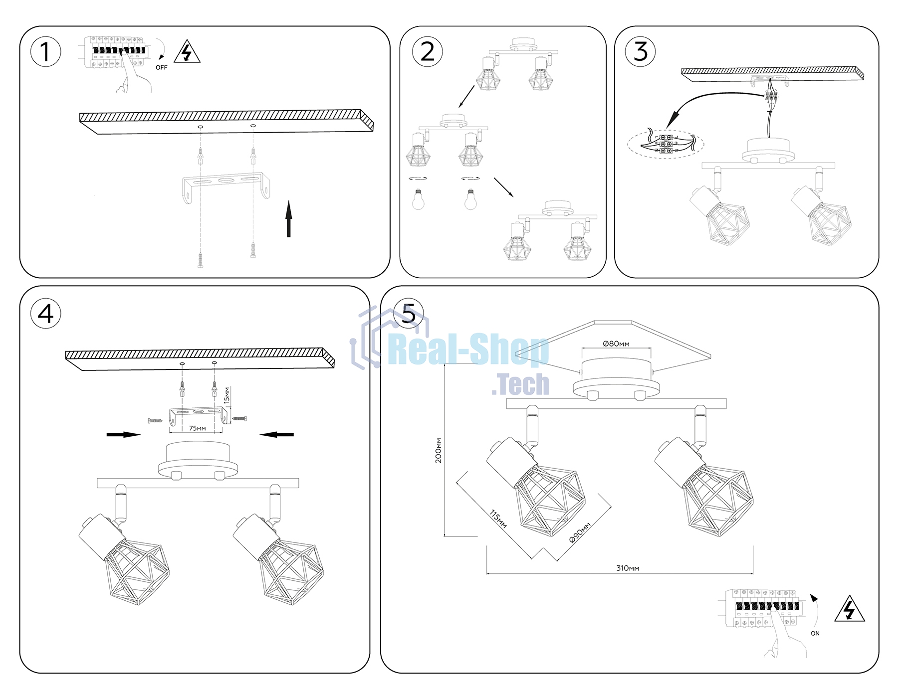 Светильник Ambrella light TR8752/2 BK/WD черный/дерево IP20 E27/2 310*115*200