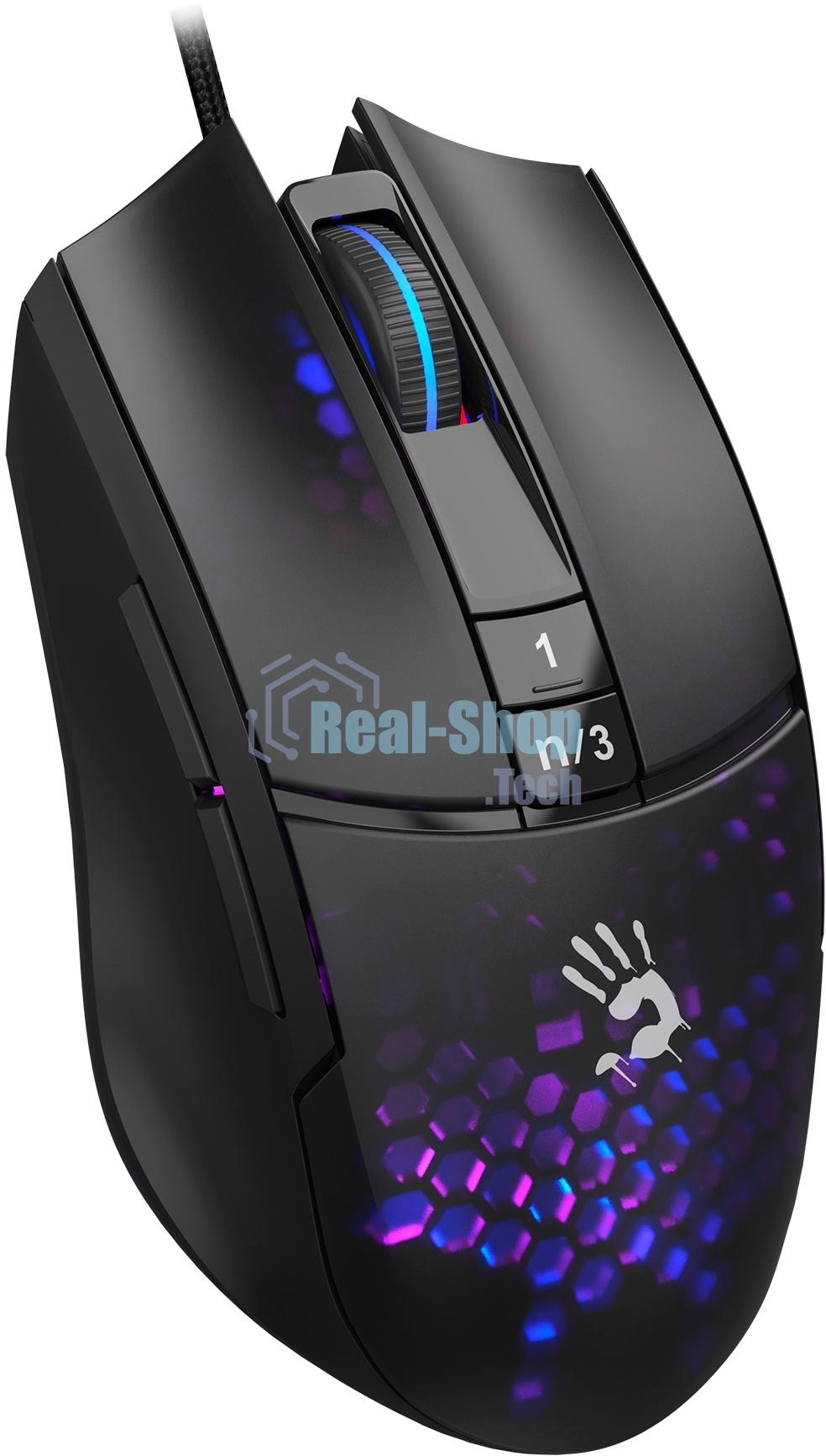 Мышь проводная A4Tech Bloody L65 Max черный/фиолетовый, 12000 dpi, USB, кнопки - 7