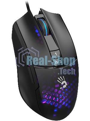 Мышь проводная A4Tech Bloody L65 Max черный/фиолетовый, 12000 dpi, USB, кнопки - 7