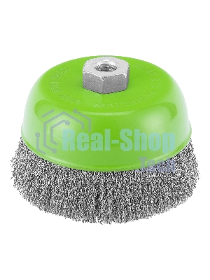 Щетка для УШМ Сибртех 125 мм М14, чашка, витая проволока 0,3 мм