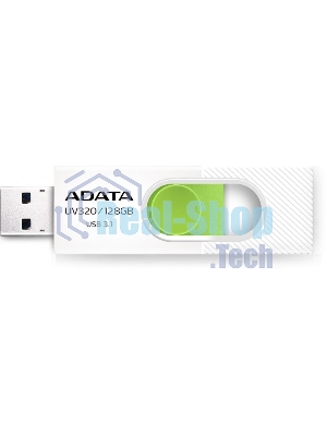 Флешка USB ADATA UV320 (AUV320-128G-RWHGN), 128Gb, USB 3.2 Gen1, R/W 100/30, белый/зеленый