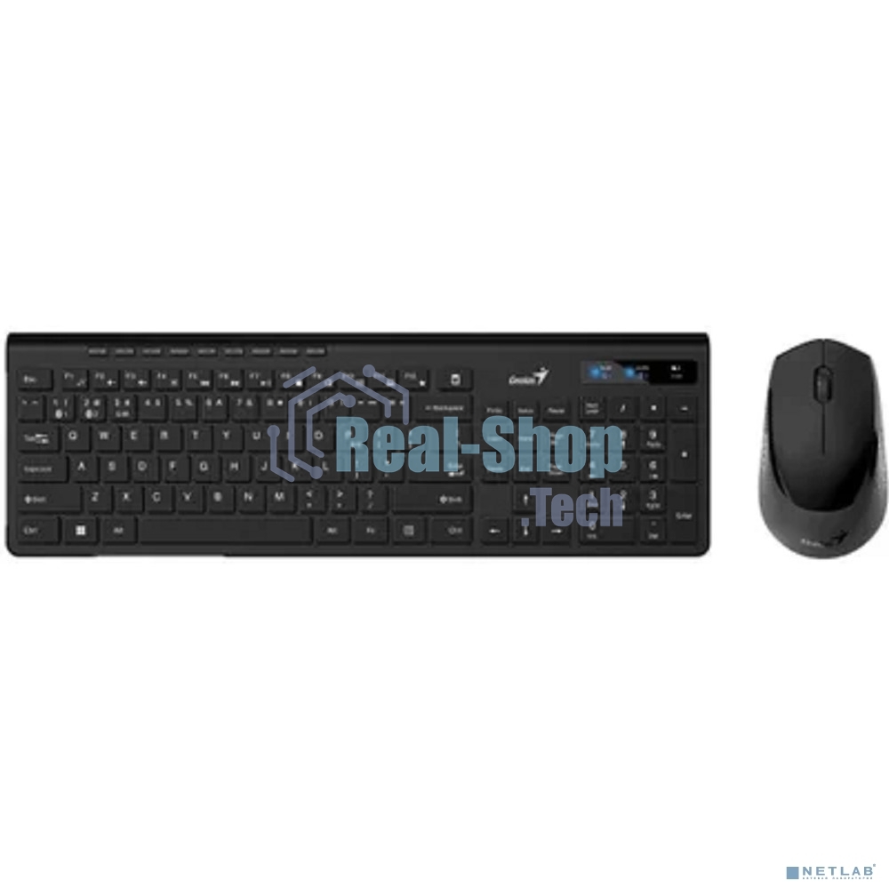 Комплект беспроводной Genius Smart KM-8230 черный, клавиатура+мышь, USB, 1 мини-ресивер на оба устройства. Клавиатура: 104 клавиши кнопка SmartGenius, клавиши т