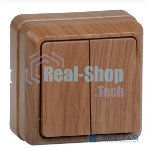 Выключатель 2-кл. ОП ОКТАВА 10А IP20 откр. уст. дуб ИЭК EVO20-K04-10-DC