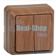 Выключатель 2-кл. ОП ОКТАВА 10А IP20 откр. уст. дуб ИЭК EVO20-K04-10-DC