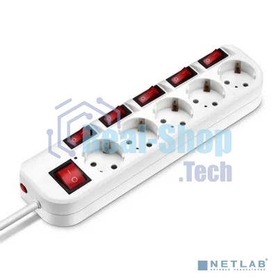 Сетевой фильтр Buro 500SH-5-SW-W 5 м (5 розеток) белый (коробка)