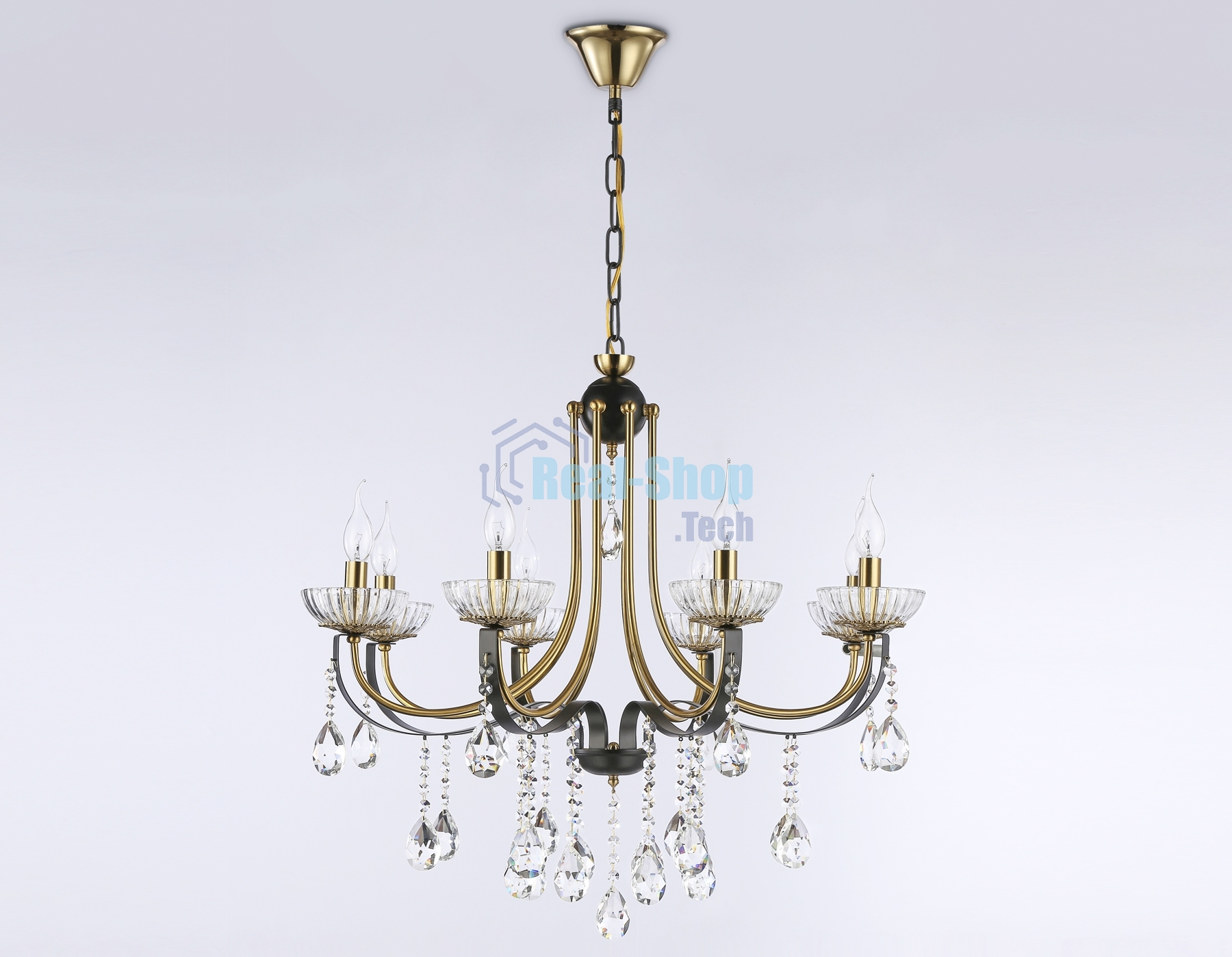 Светильник Ambrella light TR4953/8 BK/GD/CL черный/золото/прозрачный E14*8 max 40W D740*735