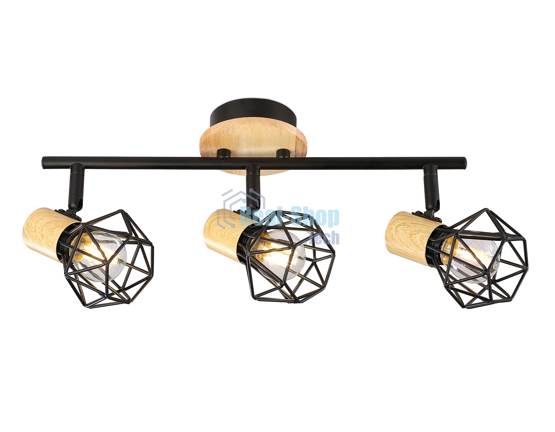 Светильник Ambrella light TR8753/3 BK/WD черный/дерево IP20 E27/3 435*115*200