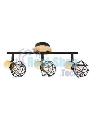 Светильник Ambrella light TR8753/3 BK/WD черный/дерево IP20 E27/3 435*115*200