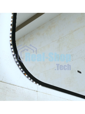 Зеркало Bau Black Rand 40х70, с LED фоновой подсветкой, бесконтактным сенсором, черной окантовкой
