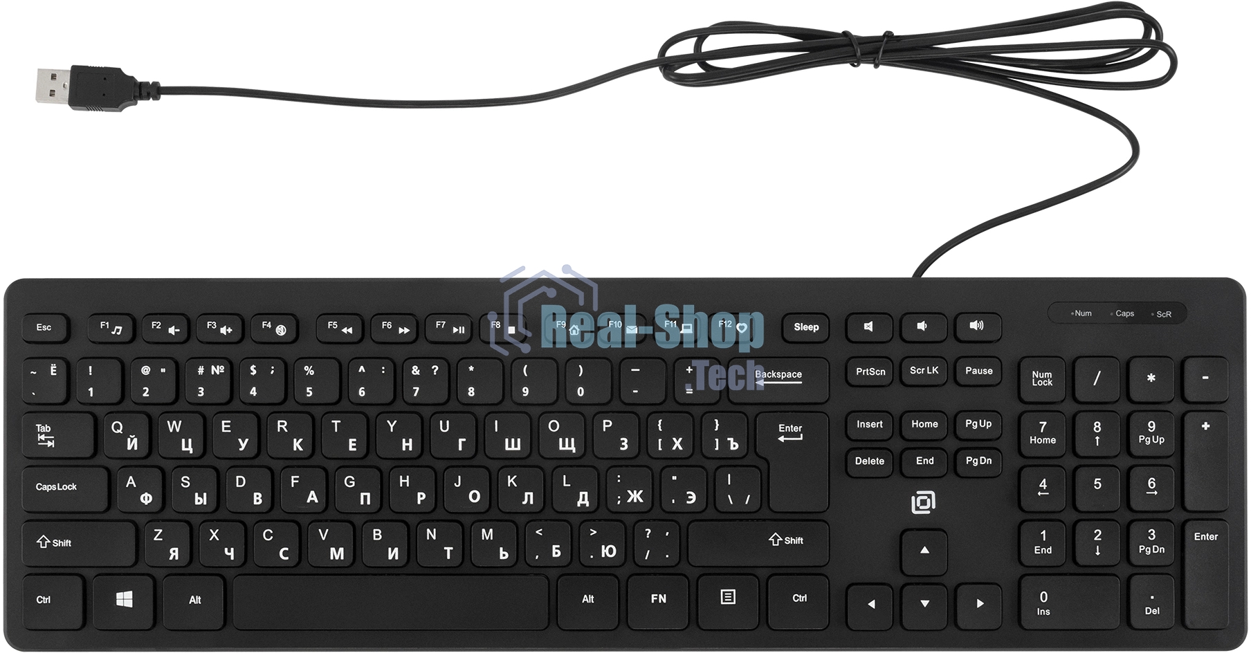 Клавиатура проводная Oklick K733, USB, черный