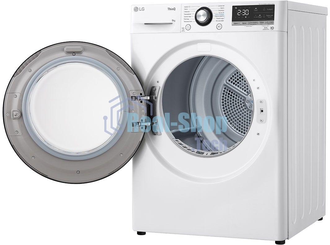 Сушильная машина LG DC90V3V6W белый, 9 кг, сушка - тепловой насос, программ - 14, 60 x 85 x 66 см