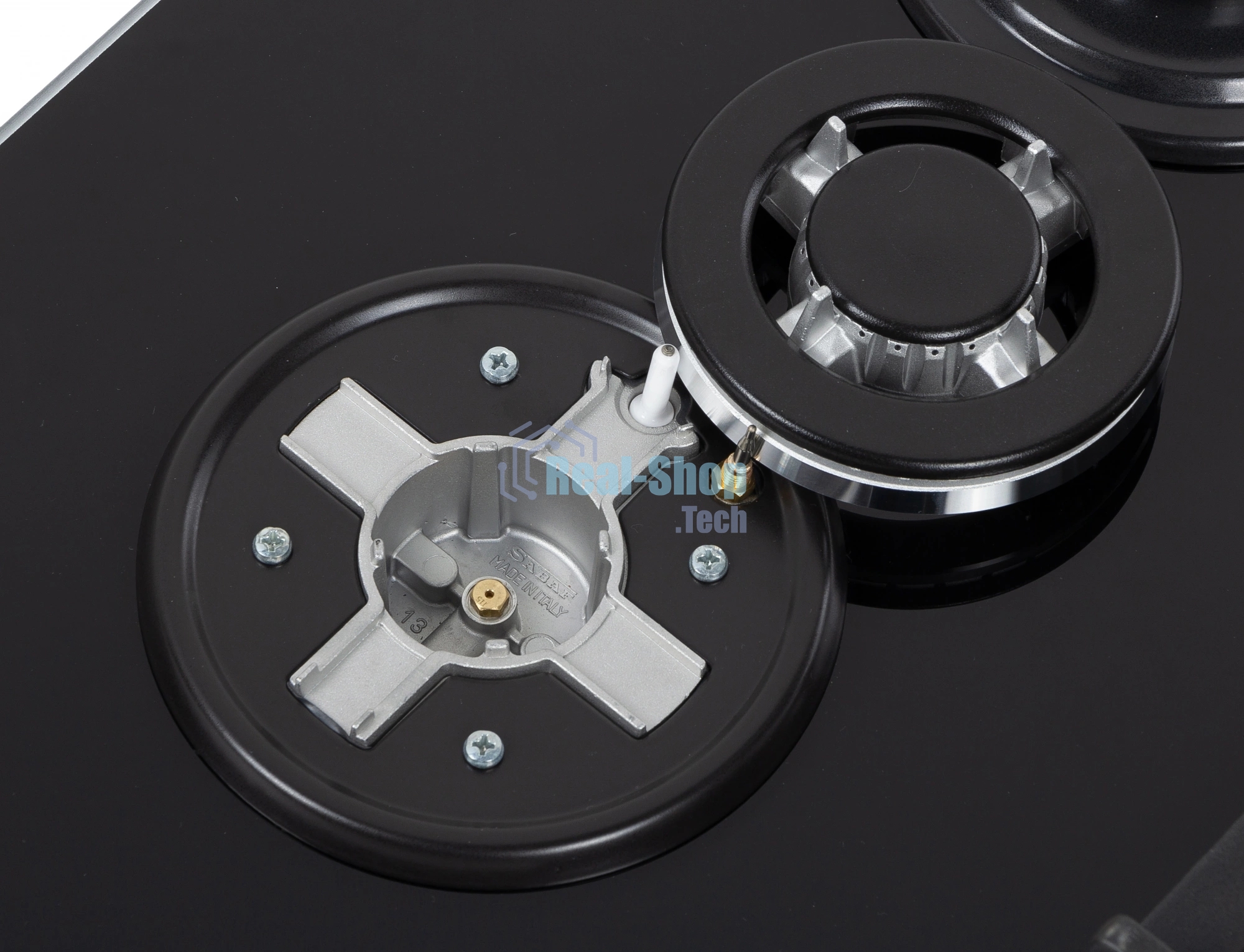 Газовая варочная поверхность Hyundai HHG 6434 BG, 4 конфорки, закаленное стекло, 6800 Вт