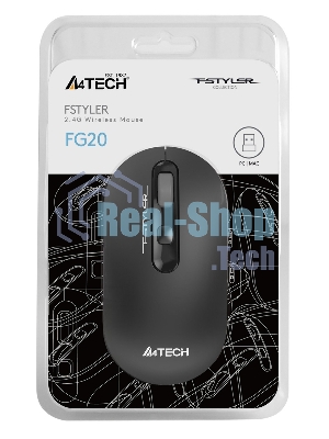Мышь беспроводная A4Tech Fstyler FG20 серый, 2000 dpi, радиоканал, USB, кнопки - 4