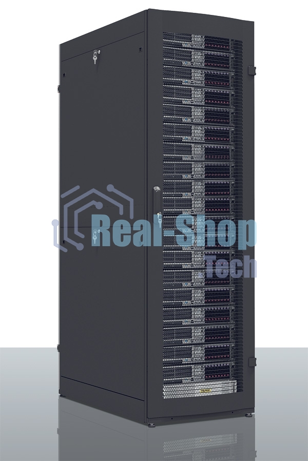 Шкаф серверный ПРОФ напольный 42U (600x1200) дверь перфорированная 2 шт., черный, в сборе, ШТК-СП-42.6.12-44АА-9005