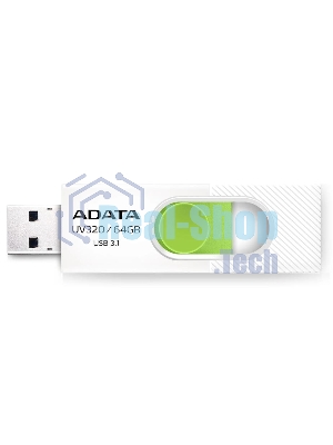 Флешка USB ADATA UV320 (AUV320-64G-RWHGN), 64Gb, USB 3.2 Gen1, R/W 100/30, белый/зеленый