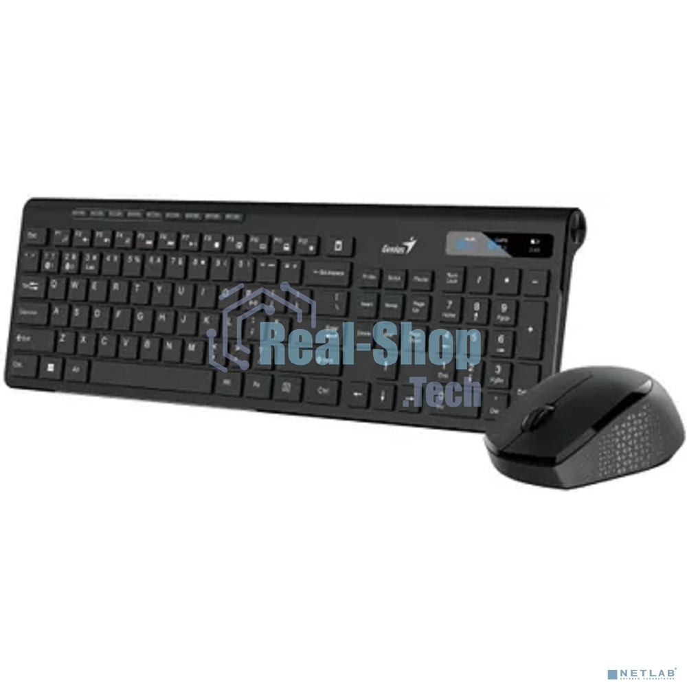 Комплект беспроводной Genius Smart KM-8230 черный, клавиатура+мышь, USB, 1 мини-ресивер на оба устройства. Клавиатура: 104 клавиши кнопка SmartGenius, клавиши т