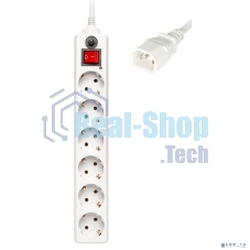 Сетевой фильтр BURO Сетевой фильтр, 6 розеток, 1.8 метра, (600SH-1.8-UPS-W), белый 992306