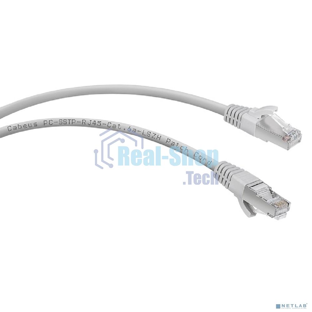 Шнур коммутационный Cabeus, кат. 6A, экр., S/FTP, RJ45/RJ45, LSZH, AWG26, 3м, серый