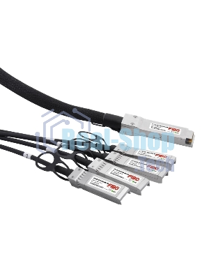 Кабель FIBO FT-Q40-4S10-DAC1m QSFP+ to 4SFP+ DAC модуль, медный кабель Belden, 1 метр