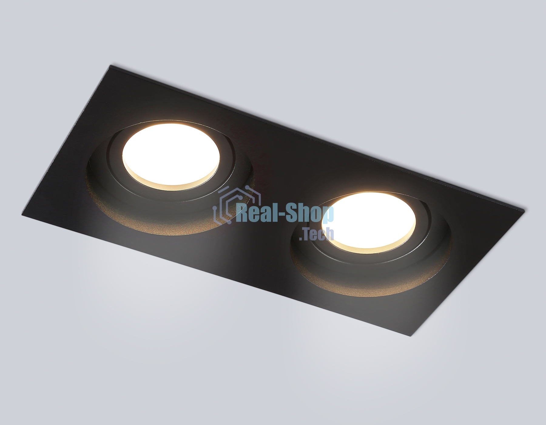 Встраиваемый поворотный точечный светильник Ambrella light TN102760/2 BK черный IP20 GU5.3/2 200*100*32