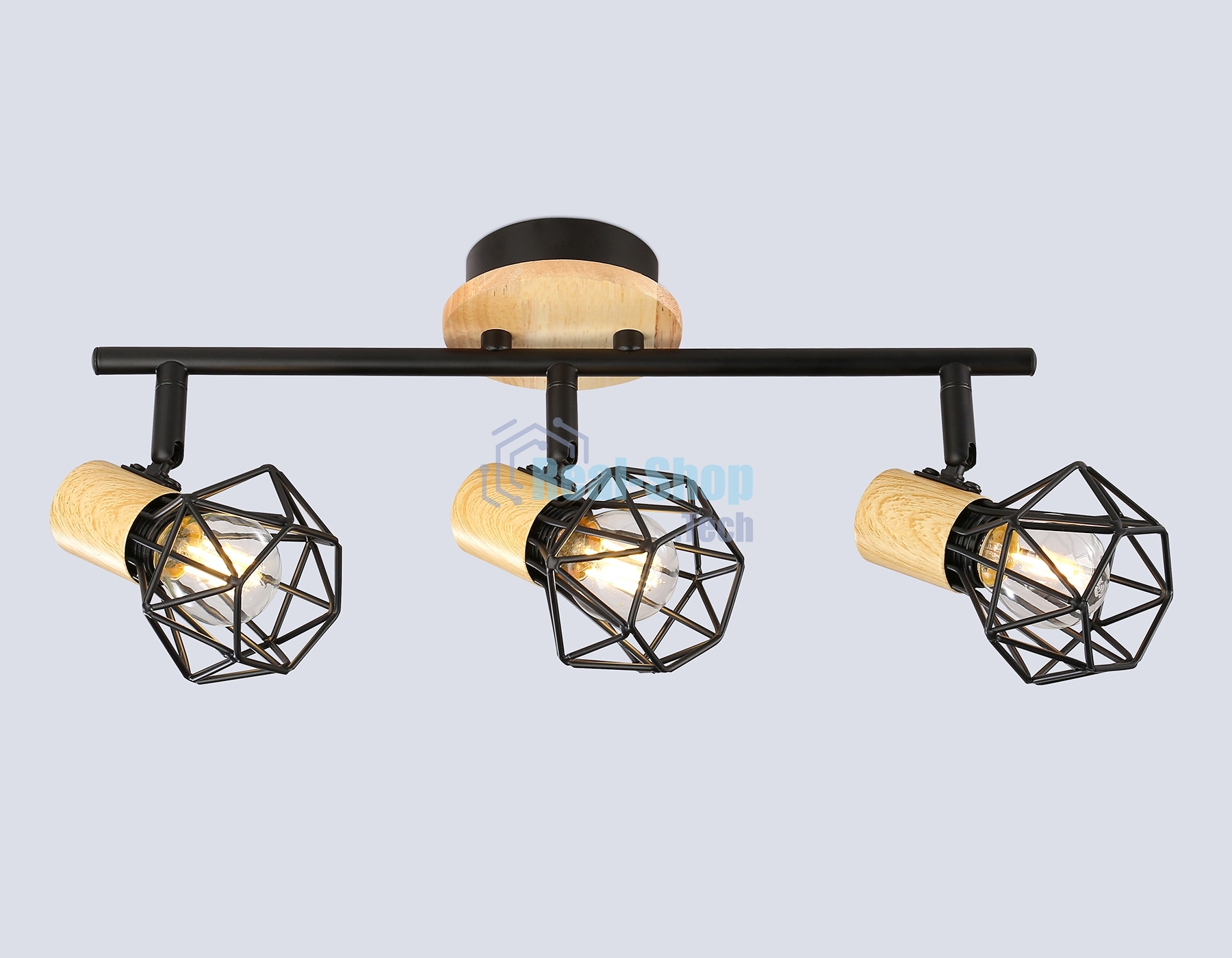 Светильник Ambrella light TR8753/3 BK/WD черный/дерево IP20 E27/3 435*115*200